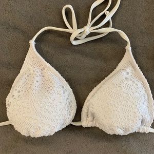 white triangle lace swim top